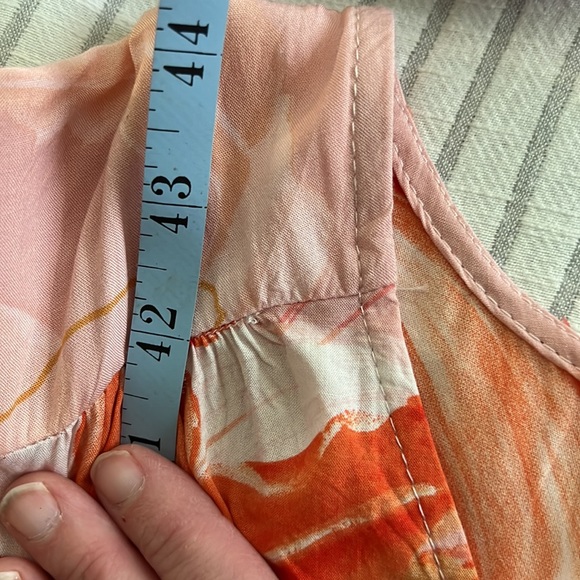 Anthropologie Abel The Label Flower Bomb Dress Flutter Sleeve orange/pink - Picture 15 of 16